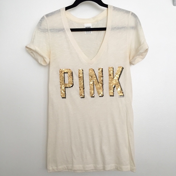 PINK Victoria's Secret Tops - PINK Victoria Secret CREAM T-SHIRT